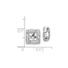 14k White Gold Round Diamond Milgrain Square Halo Stud Earring Jacket 0.32 Ct.
