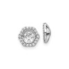 14k White Gold Round Diamond Hexagon Halo Stud 8mm Earring Jacket 0.14 Ct.