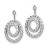 14k White Gold Round Diamond Double Circle Dangler Drop Earring Jacket 0.03 Ct.