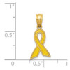 14K YELLOW GOLD SMALL YELLOW ENAMELED PINK BREAST CANCER AWARENESS RIBBON CHARM