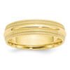 10K Yellow Gold 6mm Double Milgrain Wedding Band Comfort Fit Ring Sizes 4 - 14