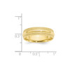 10K Yellow Gold 6mm Double Milgrain Wedding Band Comfort Fit Ring Sizes 4 - 14
