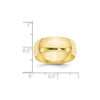 10K Yellow Gold 8mm Half Round Wedding Band Solid Machined Ring Sizes 4 - 14