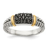 Black Diamond Ring Sterling Silver & 14K Gold Accent .125 Ct Sz 6-8 Shey Couture