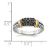 Black Diamond Ring Sterling Silver & 14K Gold Accent .125 Ct Sz 6-8 Shey Couture
