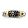 Black Diamond Ring Sterling Silver & 14K Gold Accent .125 Ct Sz 6-8 Shey Couture