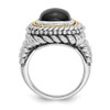 Onyx Cabochon Ring .925 Sterling Silver & 14K Gold Accent Size 6-8 Shey Couture