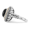 Onyx Cabochon Ring .925 Sterling Silver & 14K Gold Accent Size 6-8 Shey Couture