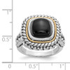 Onyx Cabochon Ring .925 Sterling Silver & 14K Gold Accent Size 6-8 Shey Couture