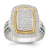 Diamond Ring .925 Sterling Silver & 14K Gold Accent 0.25 Ct Sz 6-8 Shey Couture