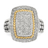 Diamond Ring .925 Sterling Silver & 14K Gold Accent 0.25 Ct Sz 6-8 Shey Couture