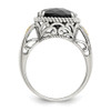Sterling Silver w/ 14k Black Onyx Fleur De Lis Square Ring Sz 6 - 8 Shey Couture
