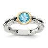 Sky Blue Topaz Ring .925 Sterling Silver & 14K Gold Accent Size 6-8 Shey Couture