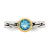 Sky Blue Topaz Ring .925 Sterling Silver & 14K Gold Accent Size 6-8 Shey Couture