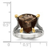 Sterling Silver w/ 14k Gold Trillion Smoky Quartz Ring Size 6 to 8 Shey Couture