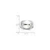 14k White Gold Unisex Lightweight 8mm Half Round Wedding Band Sizes 4 to 14