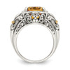 Citrine Ring Sterling Silver w/ 14K Gold Accent Antiqued Size 6 - 8 Shey Couture - QTC854