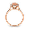 14k Rose Gold Morganite & Diamond Square Engagement Ring | Bridal Set 1.28 TCW
