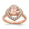 14k Rose Gold Morganite & Diamond Floral Engagement Ring | Bridal Set 2.18 TCW