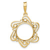 14k Yellow Gold Curved Scroll Frame Coin Bezel Prong Mounting For Various Coins