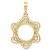 14k Yellow Gold Curved Scroll Frame Coin Bezel Prong Mounting For Various Coins