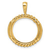 14k Yellow Gold Dbl Twist Coin Bezel Pendant Prong Mounting - For Various Coins