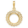 14k Yellow Gold Heart Filigree Coin Bezel Prong Mounting - For Various Coins