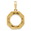 14k Yellow Gold Octagonal Coin Bezel Pendant Prong Mounting - For Various Coins