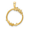 14k Yellow Gold Floral Frame Coin Bezel Pendant Prong Mounting For Various Coins