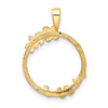 14k Yellow Gold Floral Frame Coin Bezel Pendant Prong Mounting For Various Coins