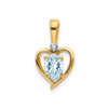 10k Yellow Gold Oval Aquamarine & Diamond Birthstone Heart Pendant 0.56 Tcw