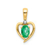 10k Yellow Gold Oval Emerald & Diamond Birthstone Heart Pendant 0.56 Tcw