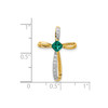 10k Yellow Gold Diamond & Created Emerald Ribbon Cross Slide Pendant 0.47 Tcw