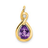 10k Yellow Gold Cushion Amethyst & Diamond Twist Teardrop Slide Pendant 1.42 Tcw