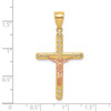10k Yellow Gold w/ Rose Tone  Cubic Zirconia | CZ Texture Cross Crucifix Pendant
