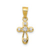 10k Yellow Gold Cubic Zirconia | CZ | Prong Set Small Cut Out Cross Pendant