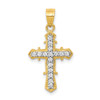 10k Yellow Gold Cubic Zirconia | CZ | Textured Frame Pointed Cross Pendant