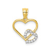 10k Yellow Gold Cubic Zirconia | CZ | Intertwined Double Hearts Cut Out Pendant