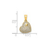 10k Yellow Gold Cubic Zirconia | CZ | Micro Pave Domed Slanted Heart Pendant