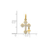 10k Yellow Gold Cubic Zirconia | CZ Double Budded Cross w/ Dangle Charm Pendant
