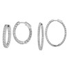 Sterling Silver 3mm CZ In & Out Oval Hinged Hoop Earrings | 27mm to 44mm