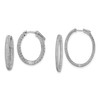 Sterling Silver Pave 1.10mm CZ In & Out Oval Hinged Hoop Earrings - 22mm to 38mm