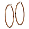 Stainless Steel Brown IP-Plated 2mm Clutch Tube Hoop Earrings - Choose Your Size