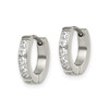 Stainless Steel 1 Row Cubic Zirconia Polished 2.5mm Hinged Hoop / Huggie Earring