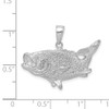 Men's Ladies 14K White Gold Polished Bass Fish with Tail Up Pendant For Necklace