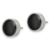 Titanium Brushed Finish w/ Black Ceramic Center Domed Round Stud Post Earrings