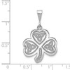 14K White Gold Polished and Patterned Trinity Clover Charm Pendant For Necklace