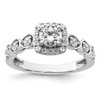 14k White Gold Solitaire Lab Grown Diamond Halo Teardrop Engagement Ring 7/8 Ct.