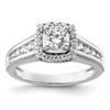 14k White Gold Solitaire Lab Grown Diamond Halo Grooved Engagement Ring 1 Ct.