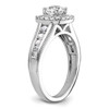 14k White Gold Solitaire Lab Grown Diamond Halo Grooved Engagement Ring 1 Ct.
